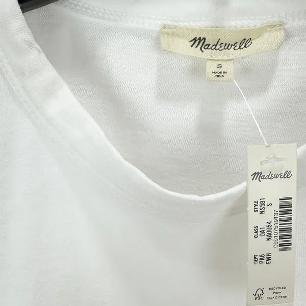 Madewell Cotton Perfect Crewneck Tee Eyelet White Basics Womens Small NWT - Image 11