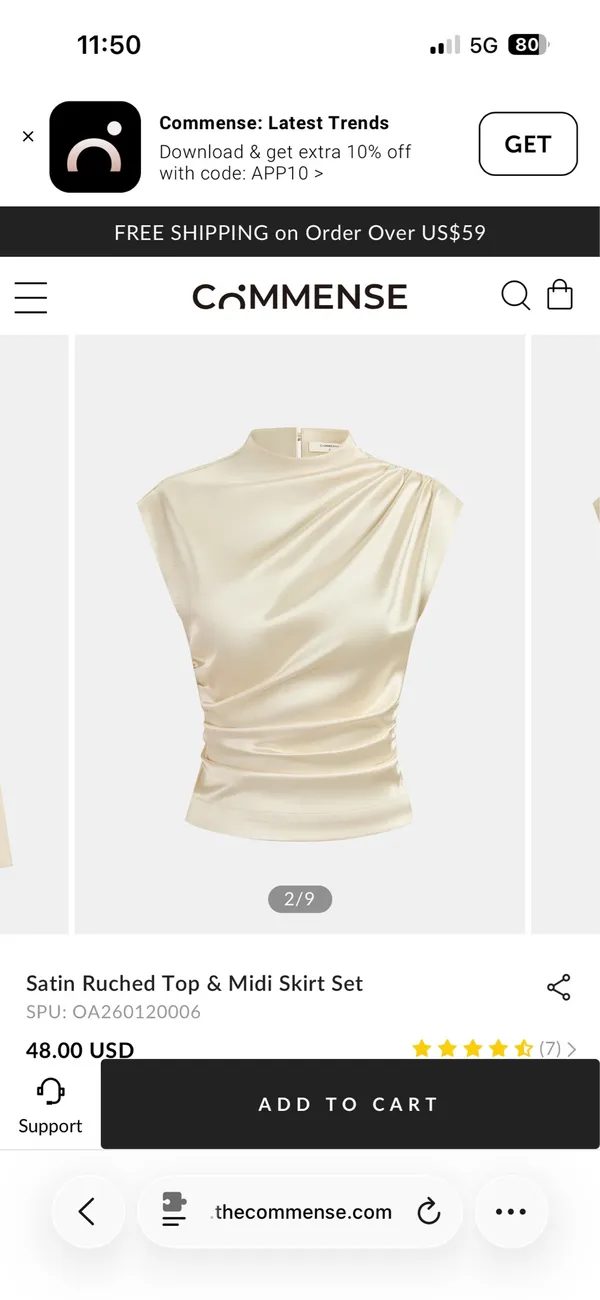 Commence Satin Ruched Top & Midi Skirt Set - Image 2