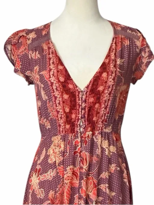 Jaase Indie Button Front Maxi Dress Women’s Size XS Bohemian Maxi Brown Floral - Image 6