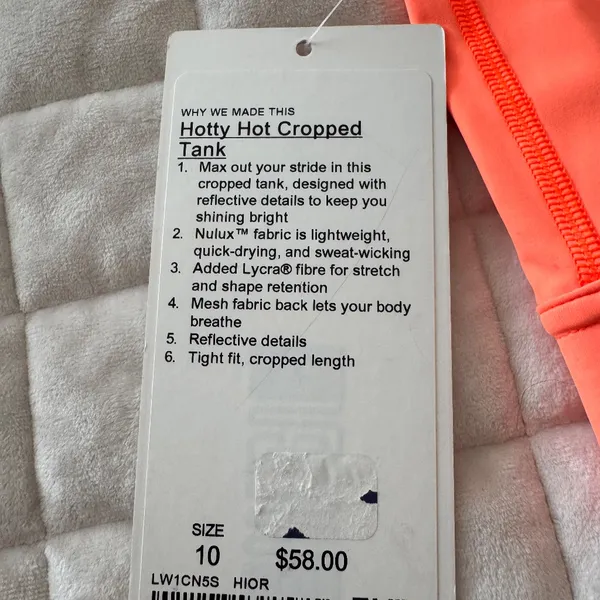 Lululemon Hotty Hot Cropped Tank Highlight Orange - Image 4