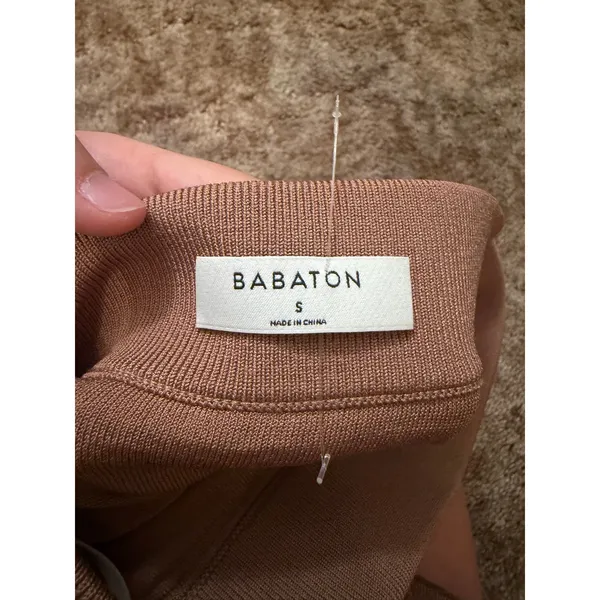 Aritzia Babaton Pointelle Open Knit Midi Tube Skirt Bodycon Neutral Patterned - Image 5