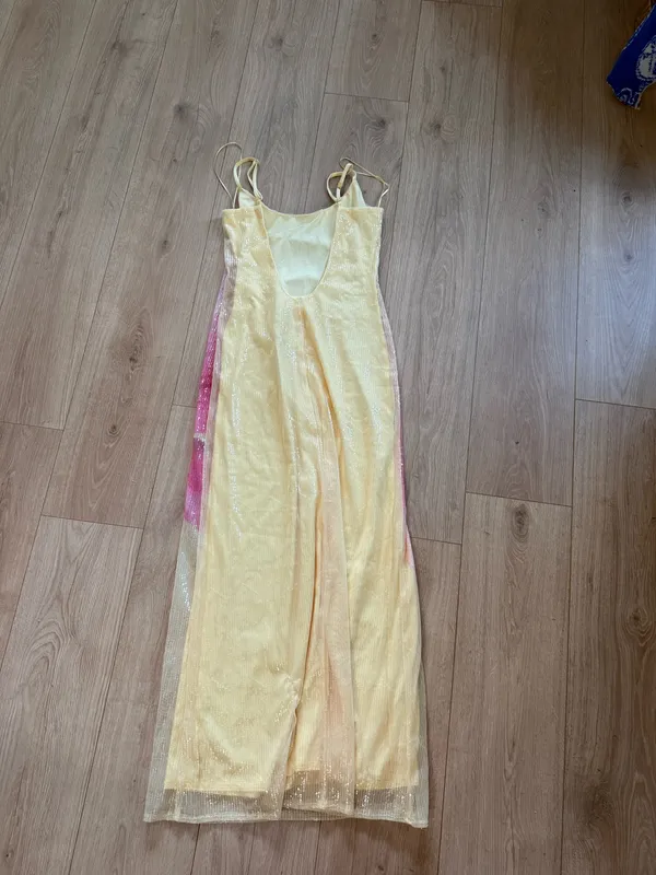 New bought for $98 Altar'd State yellow & pink floral maxi dress with sequins, size S #floral #sequins - Image 4