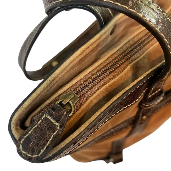 Franco Sarto Brown‎ Suede/Leather Purse With Inside Smartlyte 12.5”X15” Preowned - Image 6