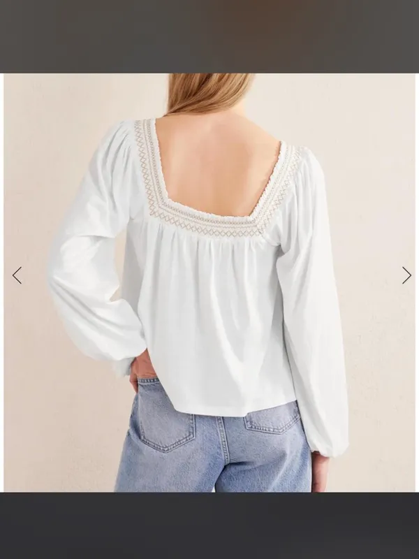 NWT Boden Square Neck Top Size US 4 White - Image 2