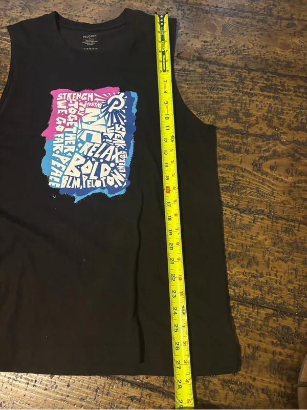 Peloton‎ NYC Graphic Muscle Tank Top Black Size M Words Print Activewear Unisex - Image 8