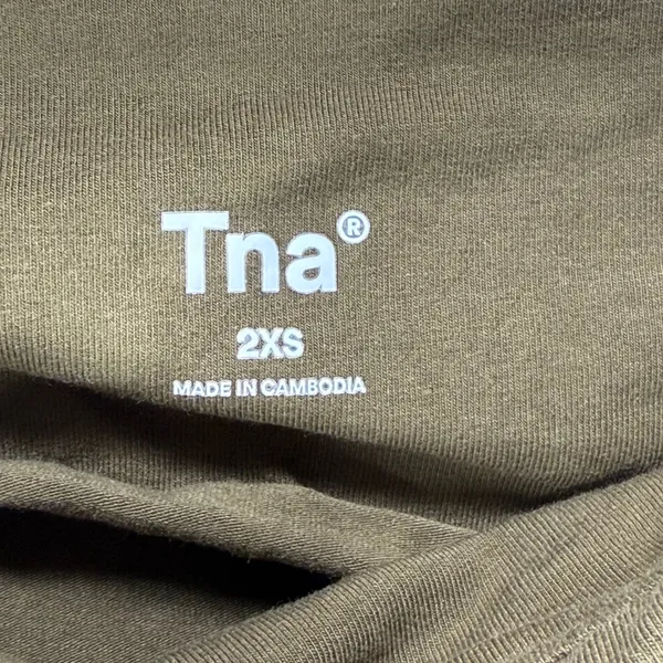 Aritzia Tna Ruched Mini Skirt Olive Green‎ Bodycon Stretch Fitted Casual 2XS - Image 4