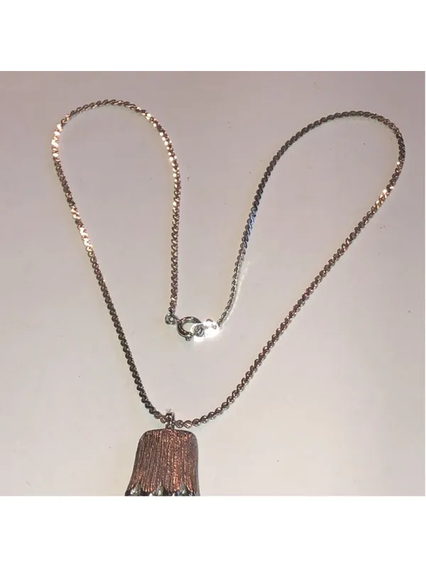 Vintage Silver Tone Fringe Tassel Pendant Dainty Boho Retro Necklace - Image 4