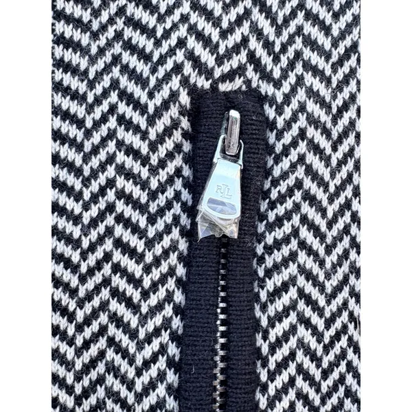 Lauren Ralph Lauren XL Full Zip Grandpacore Cardigan Sweater Chevron Cotton‎ - Image 3