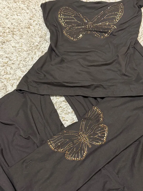 Blue Riot Black Rhinestone Butterfly 2 Piece Set – Size Small - Image 2
