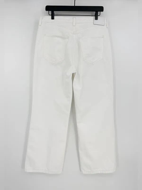 DENIM FORUM *Flawed The Farrah Hi-Rise Wide Leg Jean White 30 - Image 9