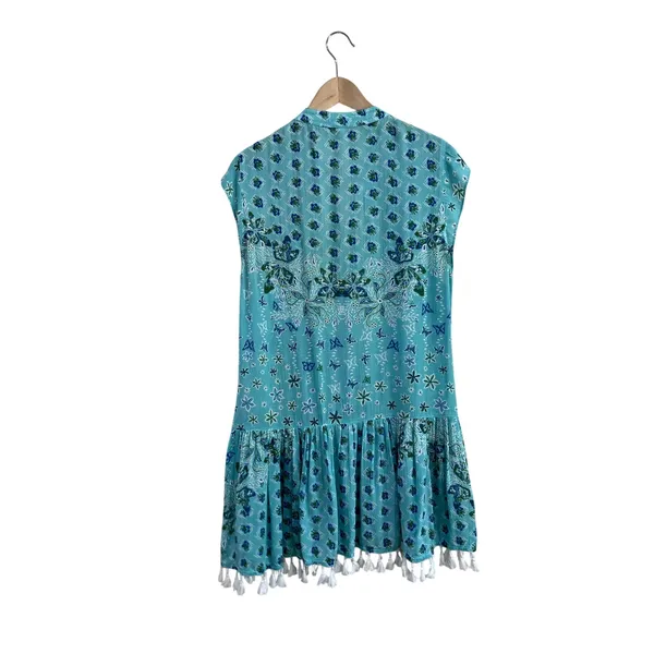Poupette St Barth Blue Tassel‎ Cover Up Mini Dress Size Medium - Image 2