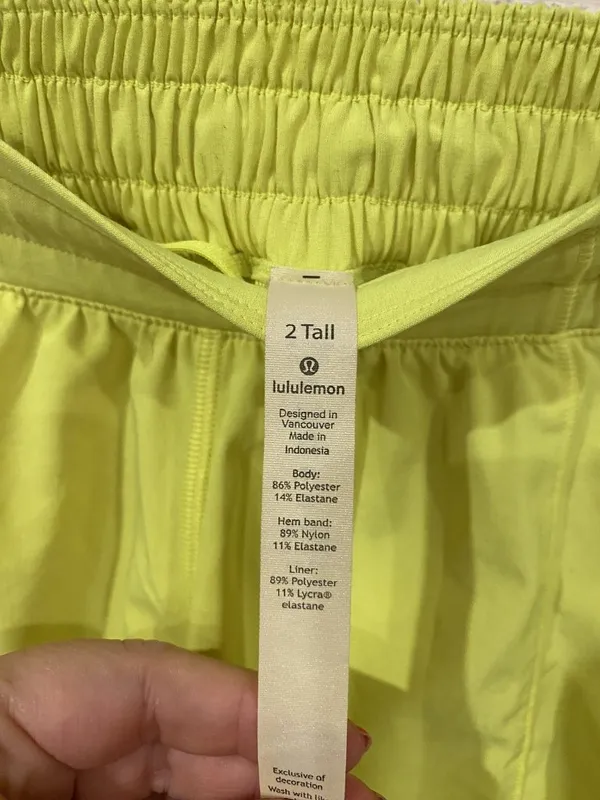 Lululemon Shorts Womens 2 Tall Yellow Elastic Waist Drawstring Running - Image 2