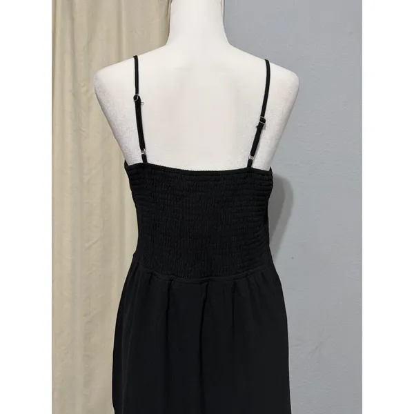 New Material Girl Midi Dress L Caviar Black Ruched Side Slit Cocktail Prom Edgy - Image 13