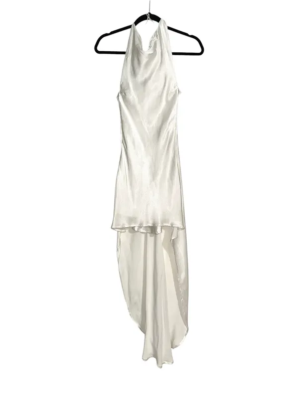 Asa Fields Florence Gown High Low Halter Open Back Satin Ivory Dress SMALL - Image 3