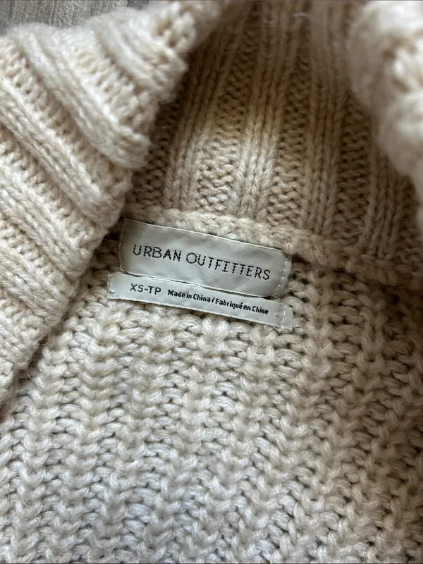 Urban Outfitters Cream Open-Front Ribbed Shawl Cardigan - Image 2