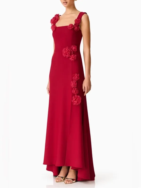 Elliatt Evanora Floral Gown in Red M - Image 7