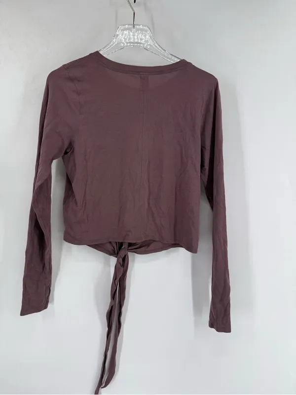 Lululemon Time‎ to Restore Long Sleeve Tie Cropped Top Antique Bark Purple - Image 3