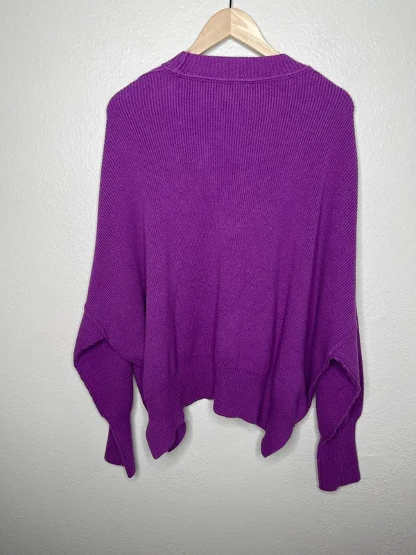 Free People Purple Easy Street Tunic Ribbed Chunky Knit Sweater Small - Image 7