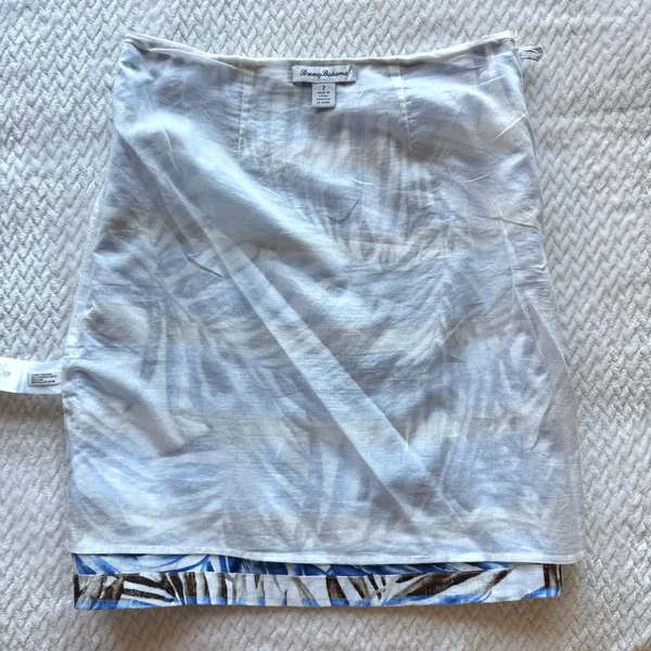 Tommy Bahama Monako Linen Leaf Mini Skirt 2 Blue Resort Coastal European Summer - Image 10