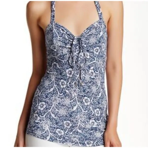 Free People Hula Tank Top Floral Blue Size Large - Image 4