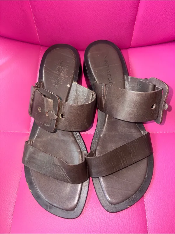 Nine West Buckled Heeled Sandals Brown Size 7 - Image 2