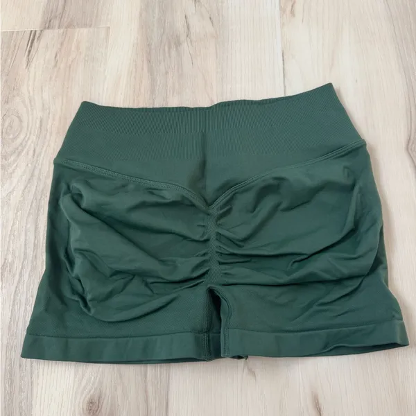 High-Rise Forest Green Women’s Bike Shorts - Sleek Active Fit - Image 5