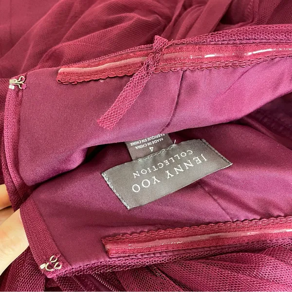 Jenny Yoo‎ Formal Dress Prom Tulle Bridesmaid Size 4 Wine Hollywood Gown Classic - Image 10