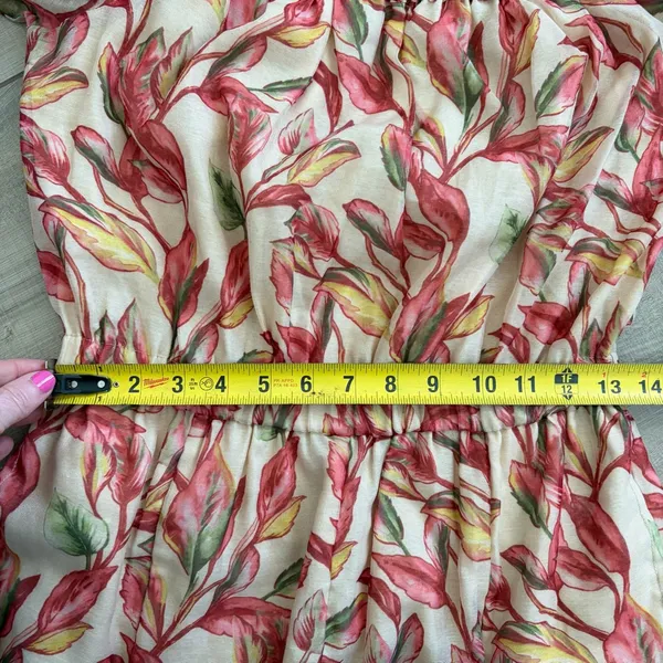 Lovers + Friends Bosworth Emory Tropical Print Tank Tan Red Floral Romper S NWOT - Image 11