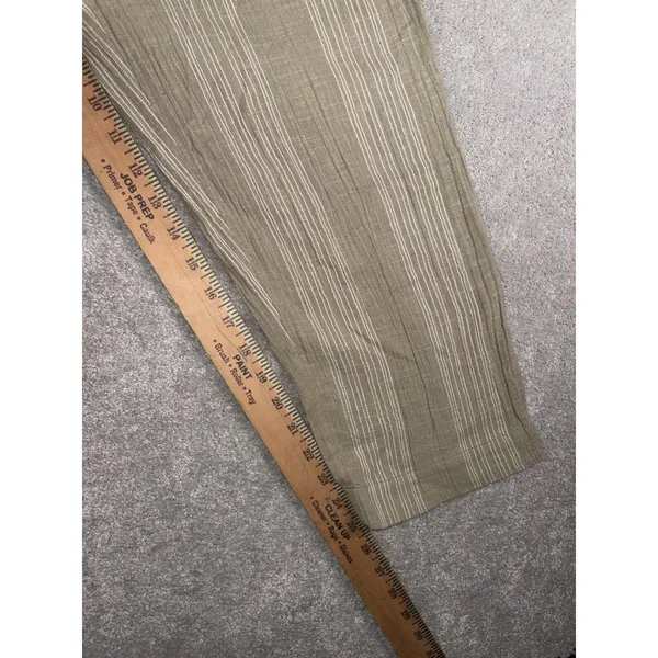 FREE PEOPLE Green Semi Sweet Trousers Size S Navy Striped Cotton Summer Boho - Image 9
