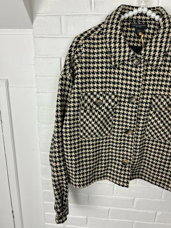 NWT Christian Siriano Houndstooth Knit Jacket Size L - Image 2