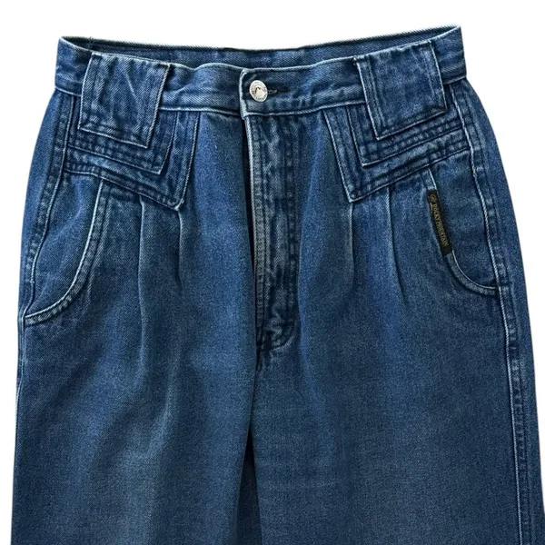 Rockies Vintage Western High Waist Bareback Pleated Denim Jeans 9/10 (26 x 34.5) - Image 4