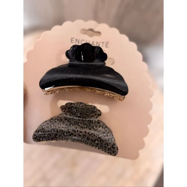 Encanté Hair Claw Clip Set | Black & Leopard Print Clips | Medium Size | Chic Ev - Image 5