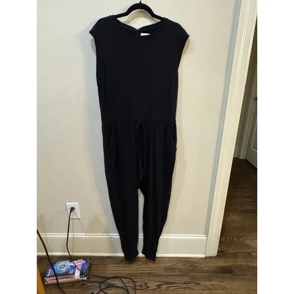 Pact Black‎ Organic Cotton All Day Easy Boho Resort Overall Jumpsuit Size Large - Image 2
