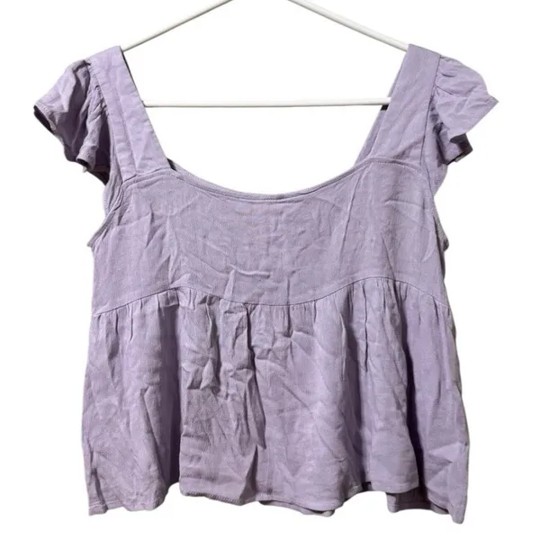 Anthropologie Sadie‎ & Sage Women Crop Top Flutter Sleeve Size Small Rayon Boho - Image 2