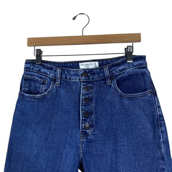 Abercrombie & Fitch Curve Love The Mom High Rise Denim Jeans Raw Hem Size 28/6 - Image 2