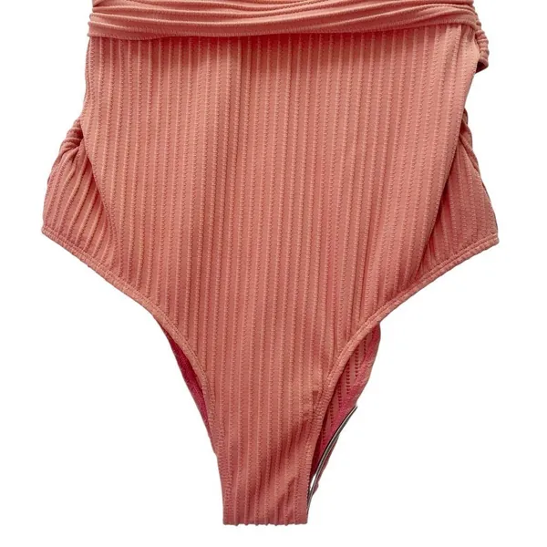 NWT Cupshe Textured Plunge One Piece Swimsuit Pink Size M Ribbed Bathing Suit - Image 8
