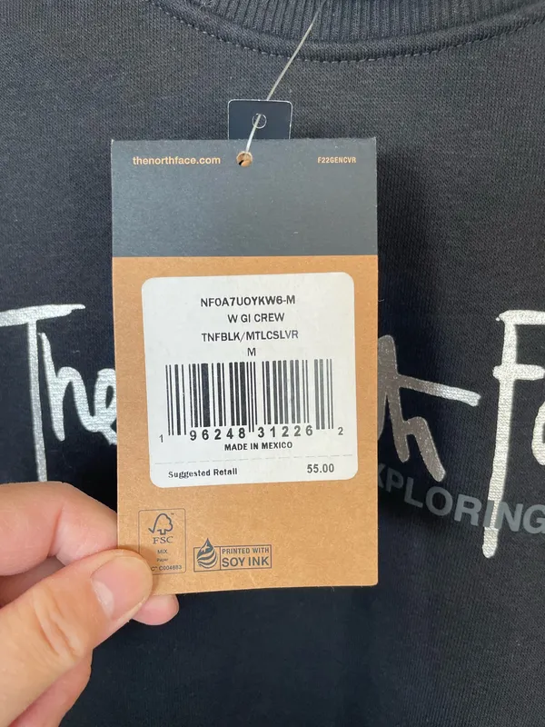 NWT The North Face Women Sweatshirt Crew Neck Pullover Long Sleeve Black Size M - Image 3