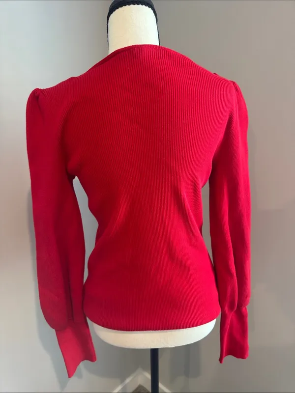 Lauren Ralph Lauren Red Off-the-Shoulder Ribbed Sweater - Image 4