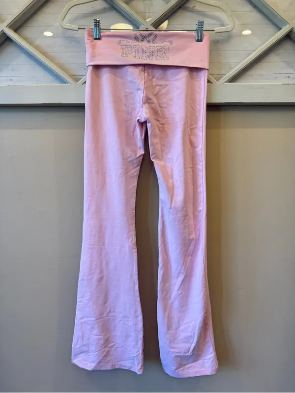 Victoria’s Secret PINK Y2K Bling Cotton Foldover Flare Leggings No Size Tag Sm? - Image 3