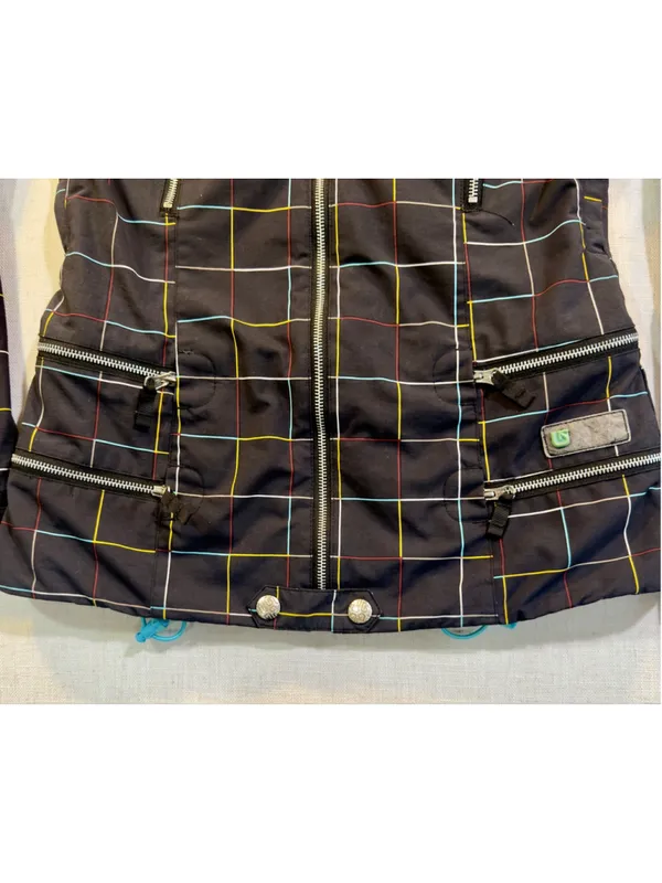 Burton Women’s Small - Y2K Snowboard Jacket Multicolor Plaid Grid Hooded - Image 12