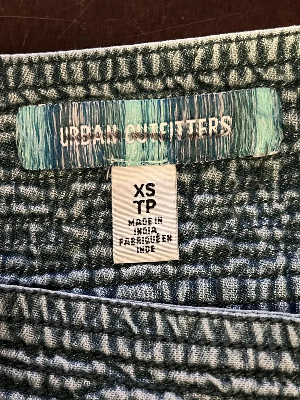 Urban Outfitters Skirt Womens XS Blue Denim Trumpet Long Asym Hem Boho Frayed - Image 8