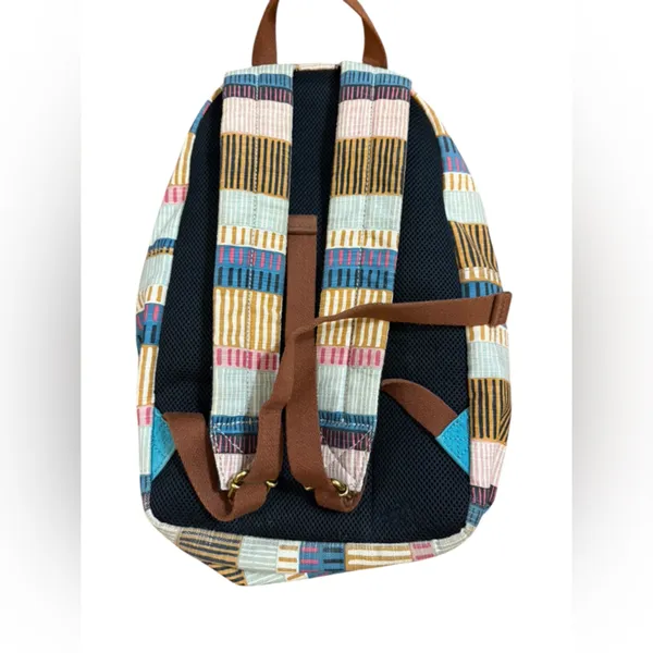 Fossil Multicolor Canvas Backpack Teal Blue Front Pocket Boho Retro‎ Style - Image 2