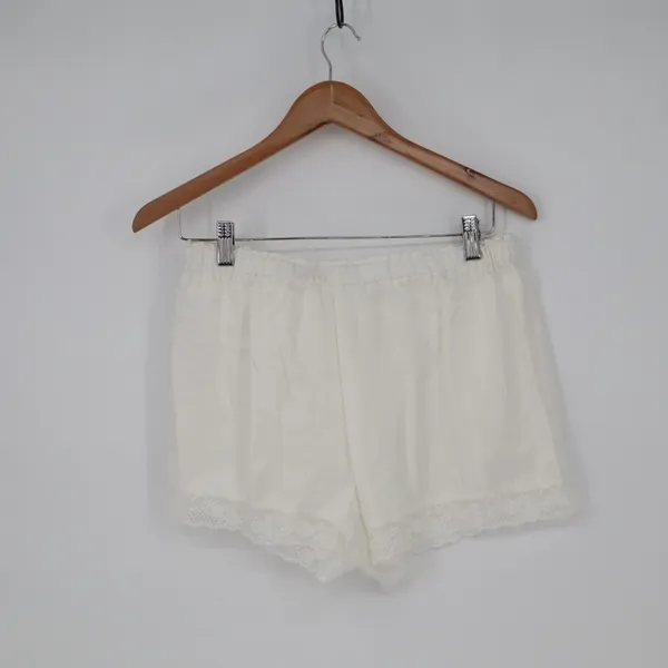 Flora Nikrooz Selena Sleep Shorts Women Medium White Cotton Tie Front Loungewear - Image 6