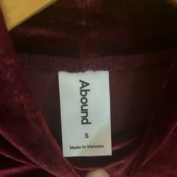 NWT Abound Long Sleeve Maroon Velvet Mini Dress Women’s Size Small - Image 3