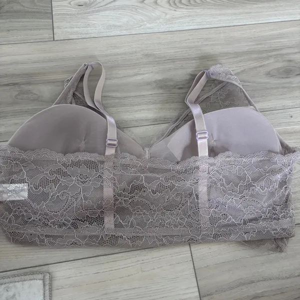 Pearl‎ by Venus Mauve Floral Lace Bralette XXL Wireless Padded Longline Bra - Image 6