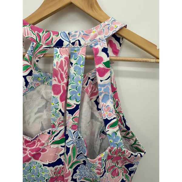 Crown & Ivy Womens Floral‎ Dress Size 16 Feminine Summer Racerback Halter Fitted - Image 7