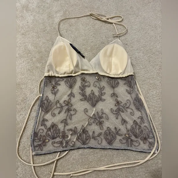 Wet Seal Y2K Beaded Backless Halter Top - Image 2
