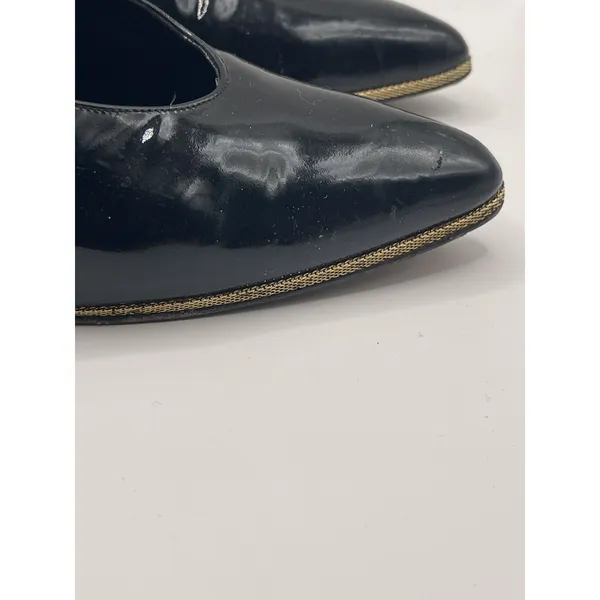Stuart Weitzman Women's Patent Leather Pumps Shoes Black And Gold Size 7 Bin E‎ - Image 4
