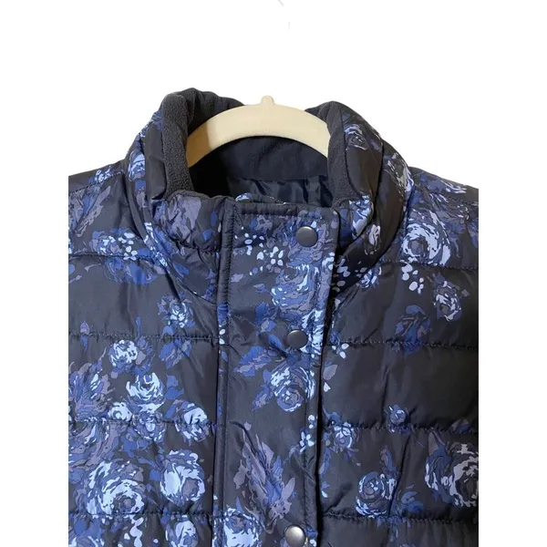 Gap Womens Warmest Outdoor Puffer Quilted Blue Floral Zip‎ Vest Sz S - Image 4