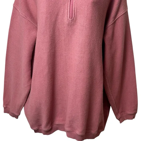 Aerie Oversized Beyond Ribbed Quarter‎ Zip Pullover Sweater Pink Cozy S - Image 4